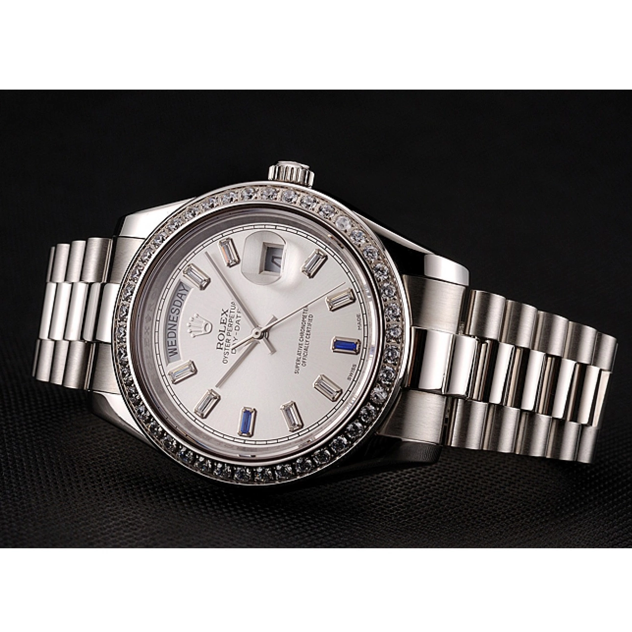 Aaa fake watches Staineless Steel Diamonds 1454109 Rolex Day-Date Bracelet Bezel Swiss 0714